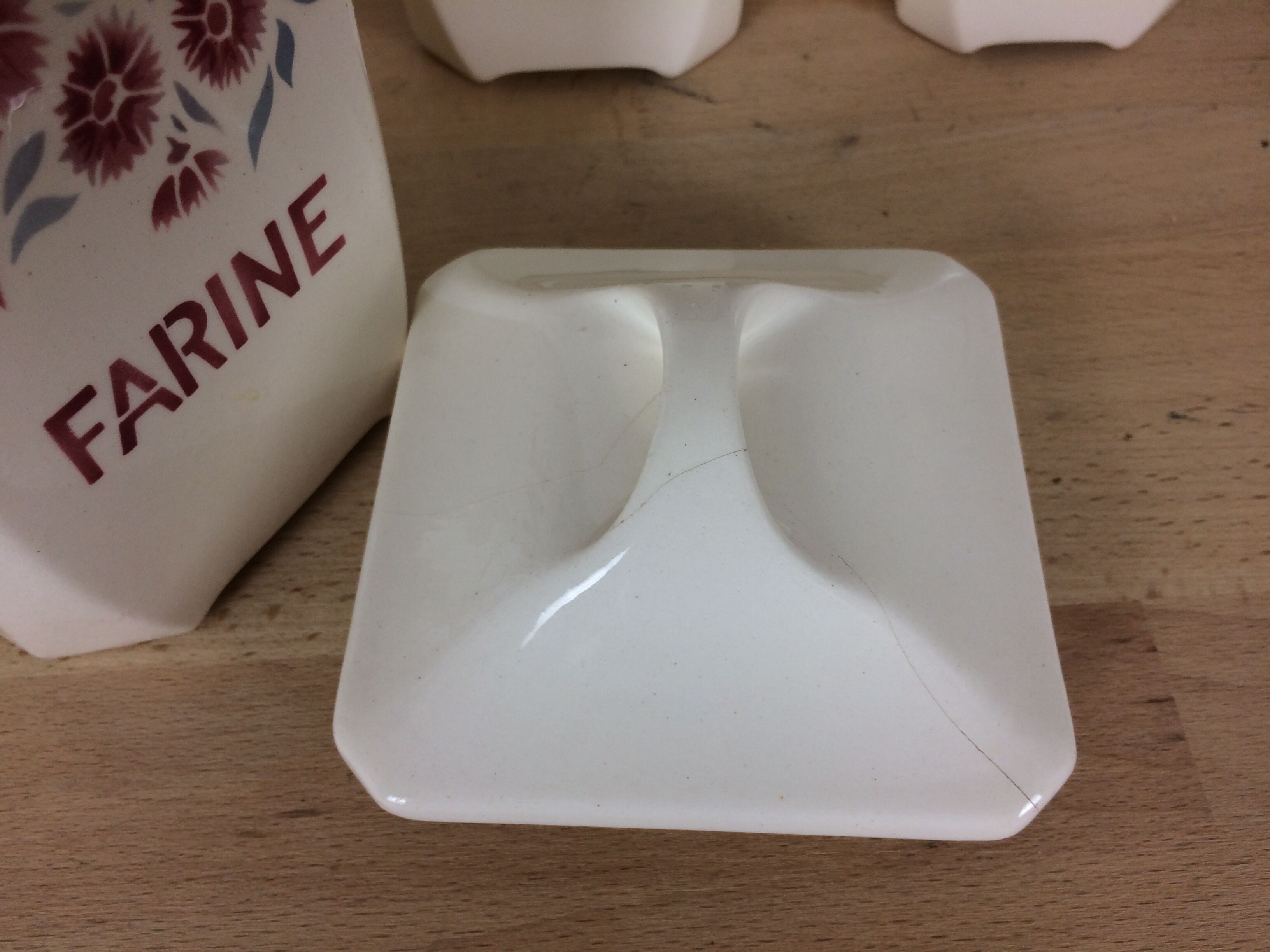 Set of 6 Old Ceramic Spice Pots Badonviller