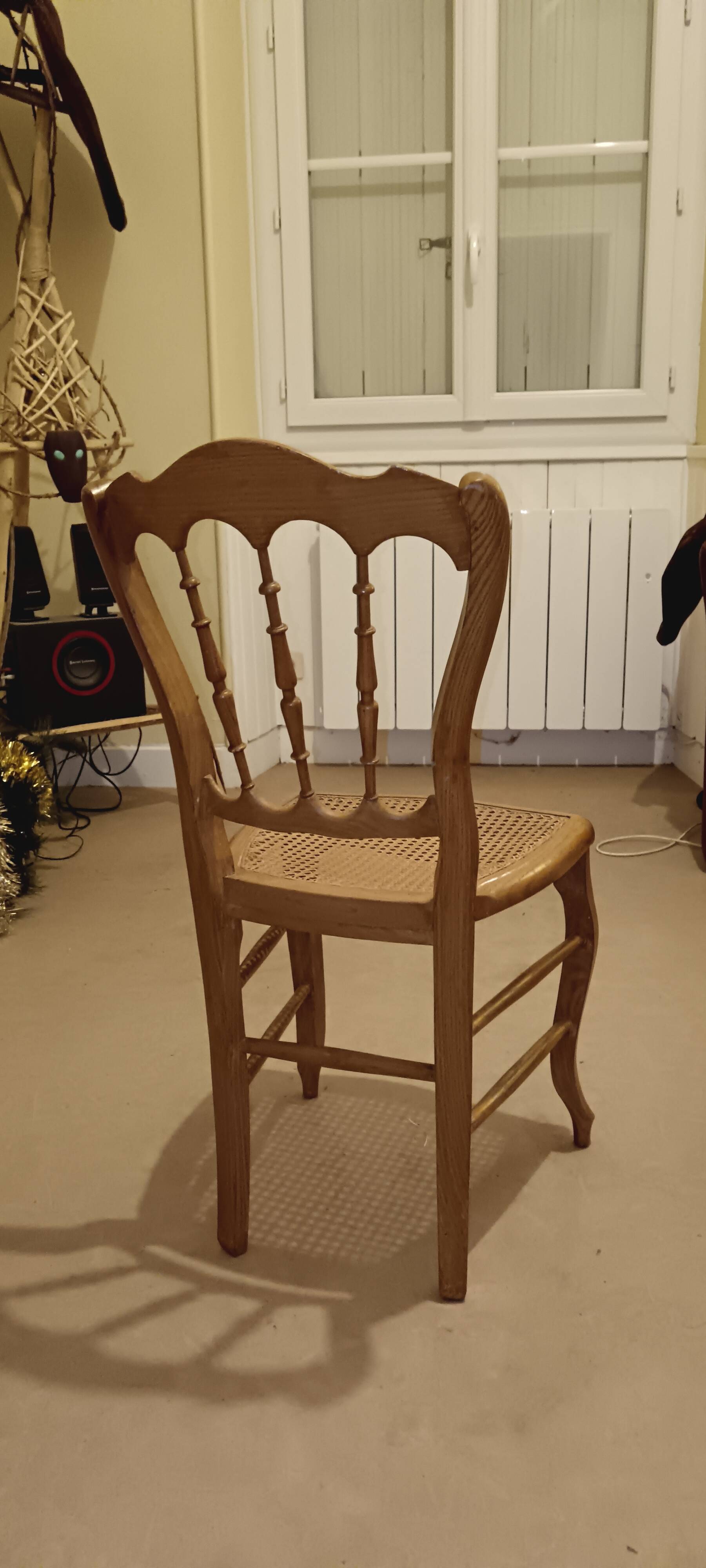 5 old caned chairs