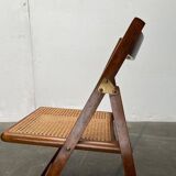 Mid-century wooden folding chair set with Viennese wicker seats, 1960s.