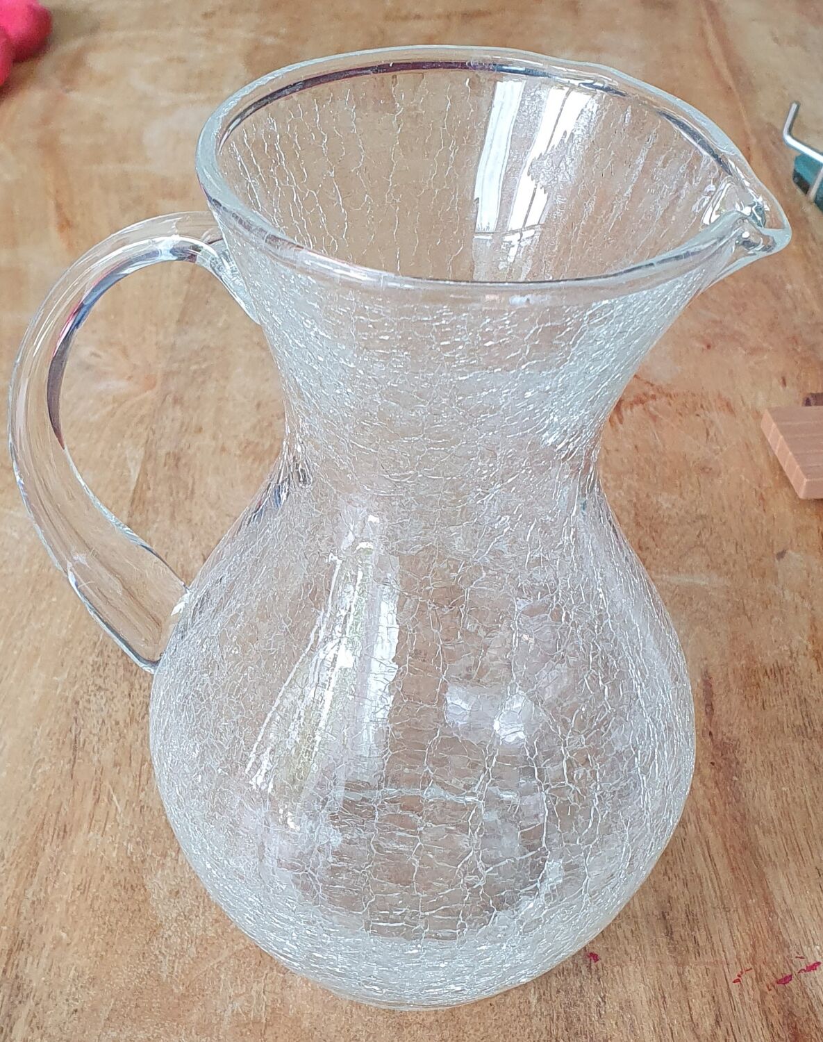Cracked glass pitcher