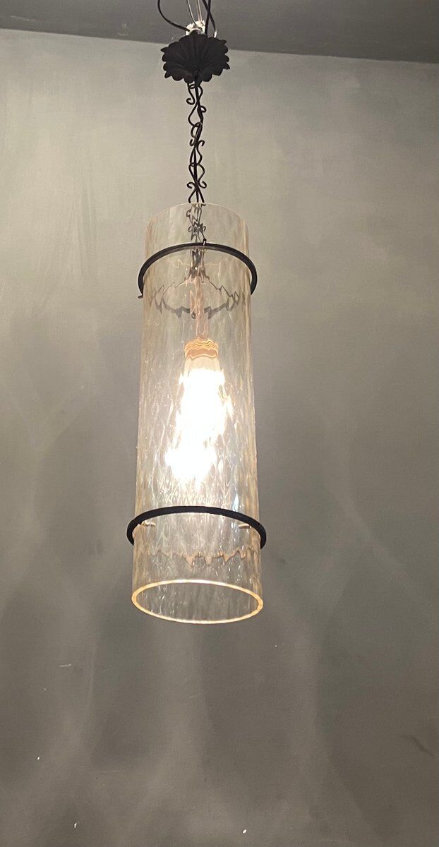 Italian wrought iron murano lamp light pendant