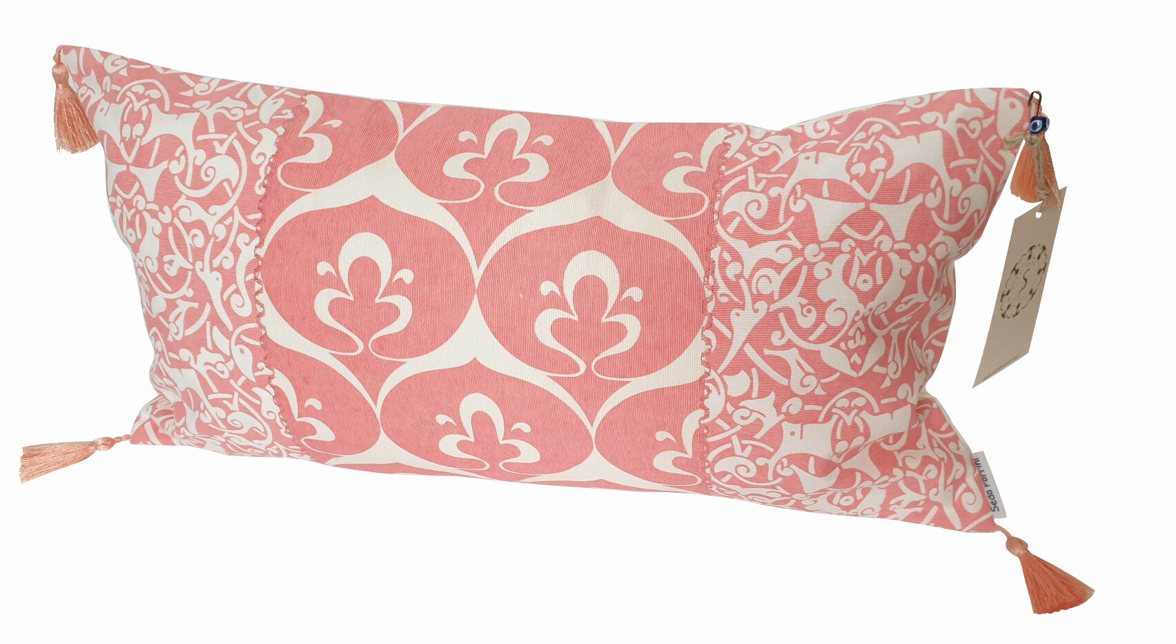 Housse de coussin brodé blanc / rose vif - 30 x 50