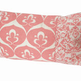 White/bright pink embroidered cushion cover - 30 x 50