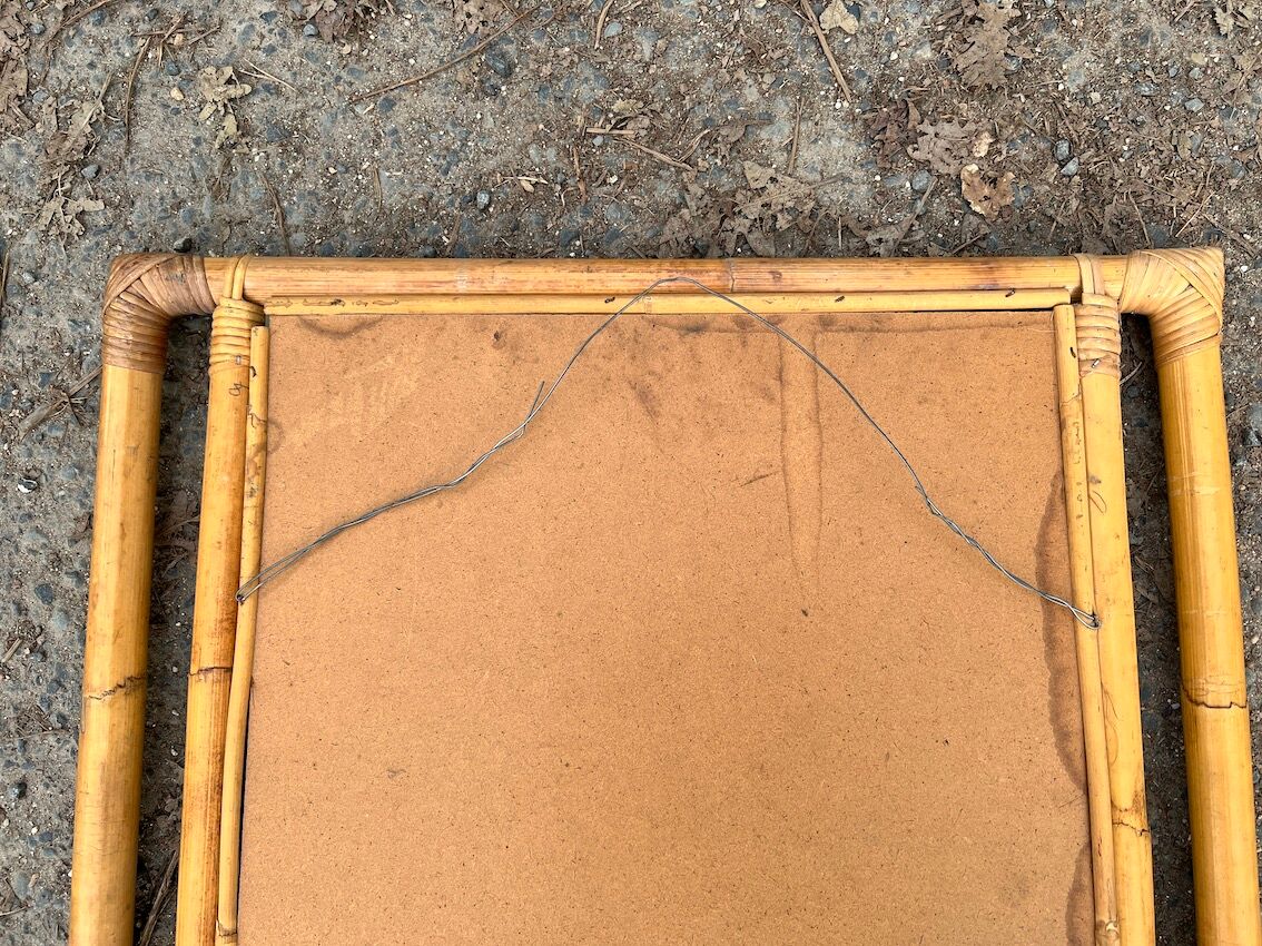 Vintage mirror in bamboo and rattan 65 x 59cm