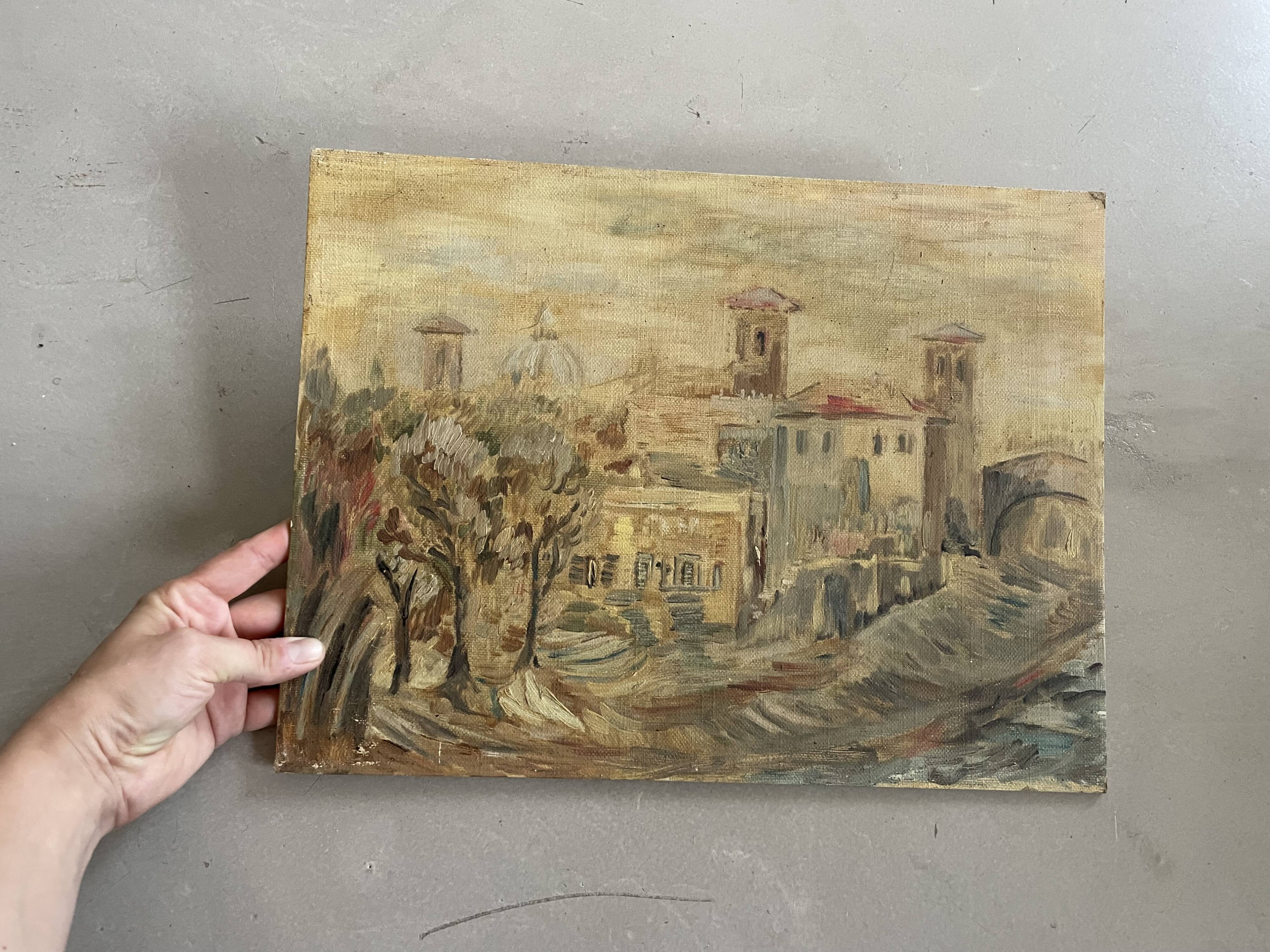 Old painting on cardboard