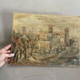 Old painting on cardboard