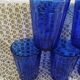 9 antique cobalt blue water glasses