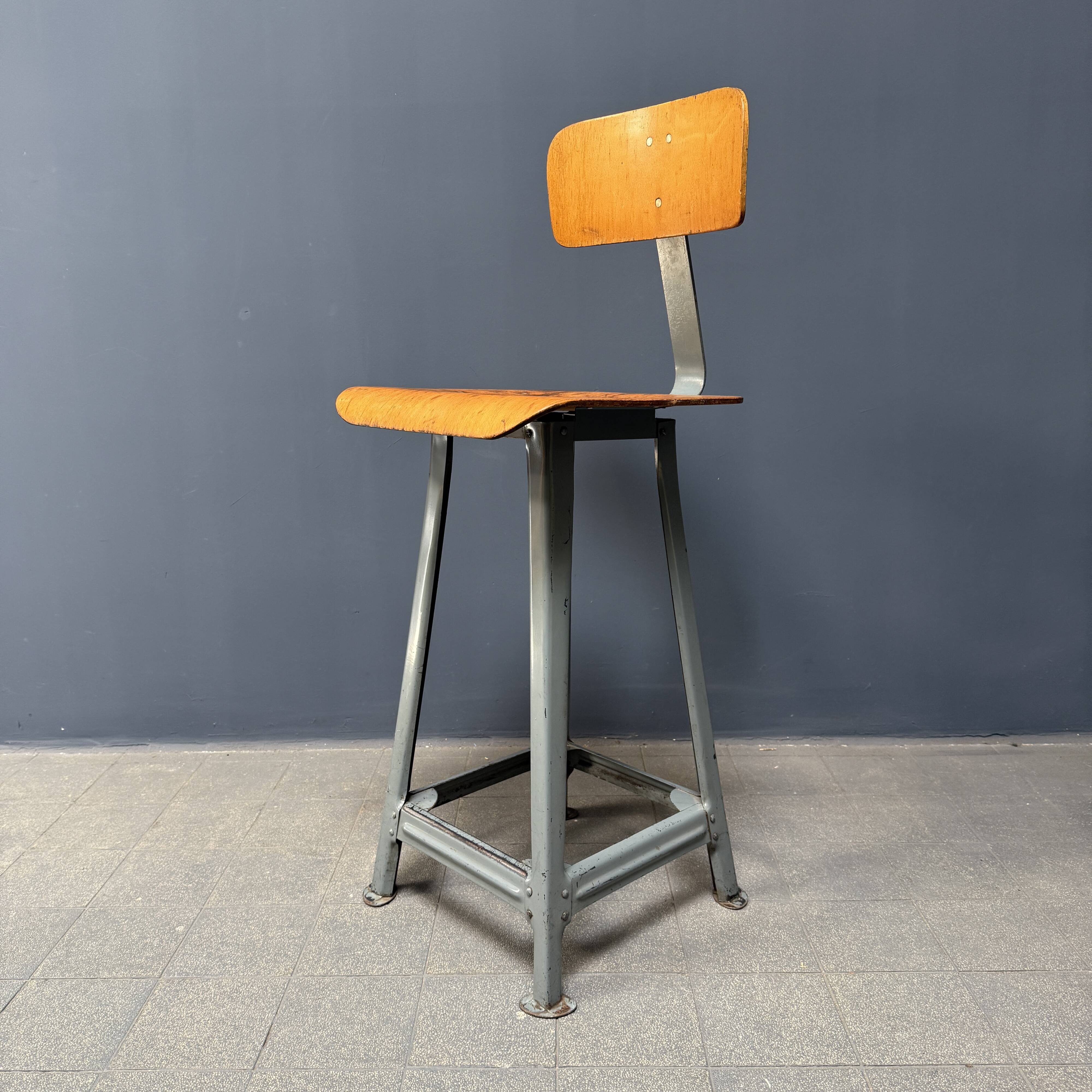 High industrial metal workshop chair