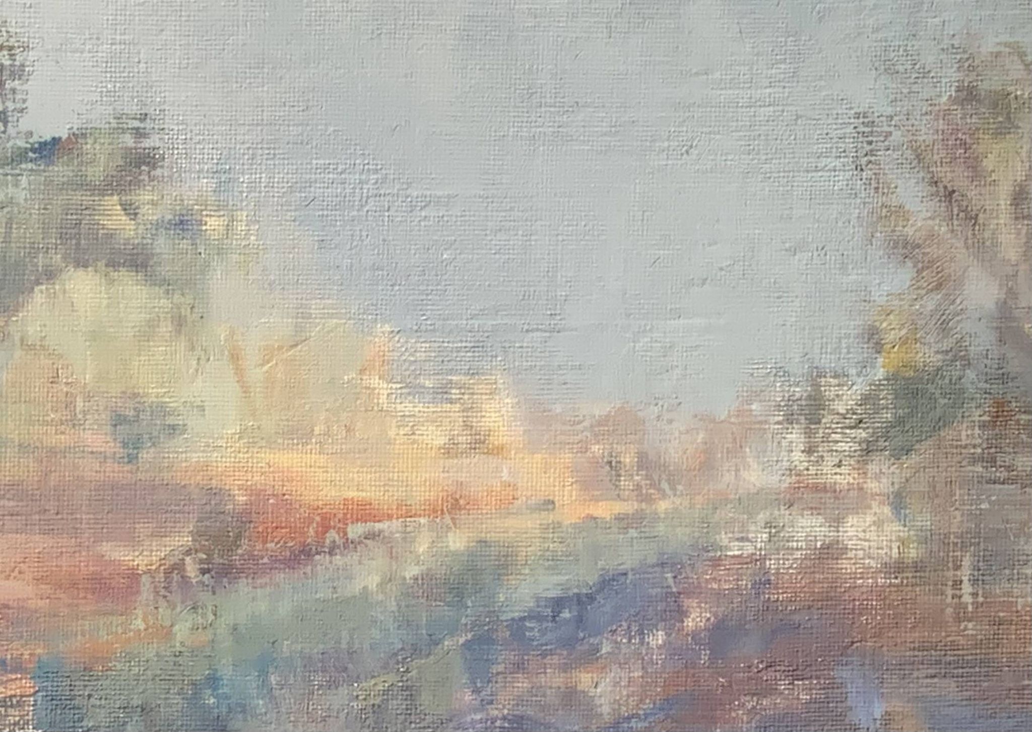 Vintage abstract landscape oil painting by Lars Falk, Sweden