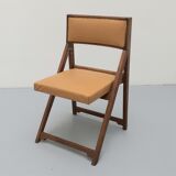 Henri Meyer folding chair in fawn skaï, 50s