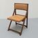 Henri Meyer folding chair in fawn skaï, 50s