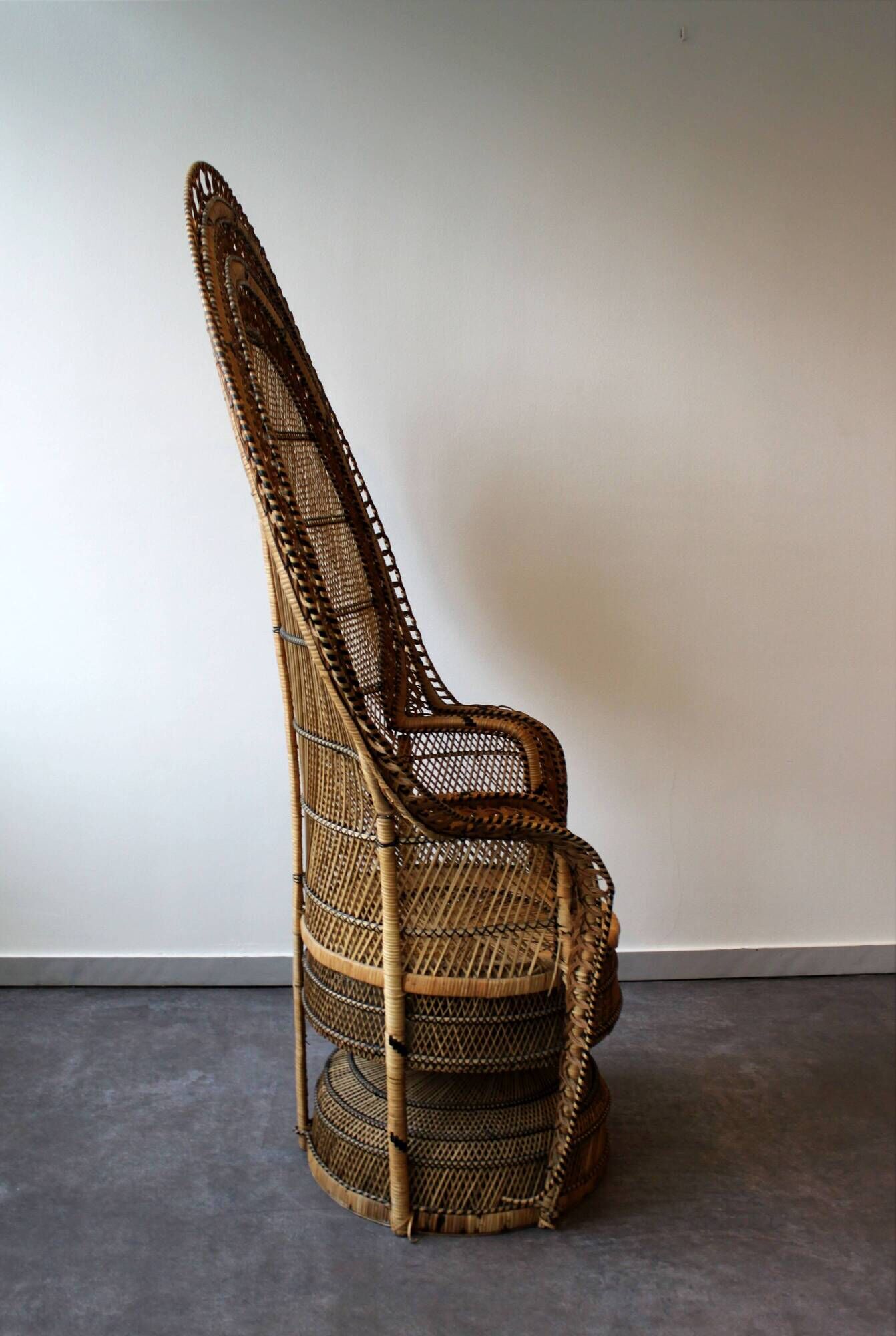 Vintage Emmanuelle de Kok armchair in wicker and bamboo 1970
