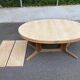 Table scandinave ovale extensible Baumann décapée en teck brut 240cm 1960