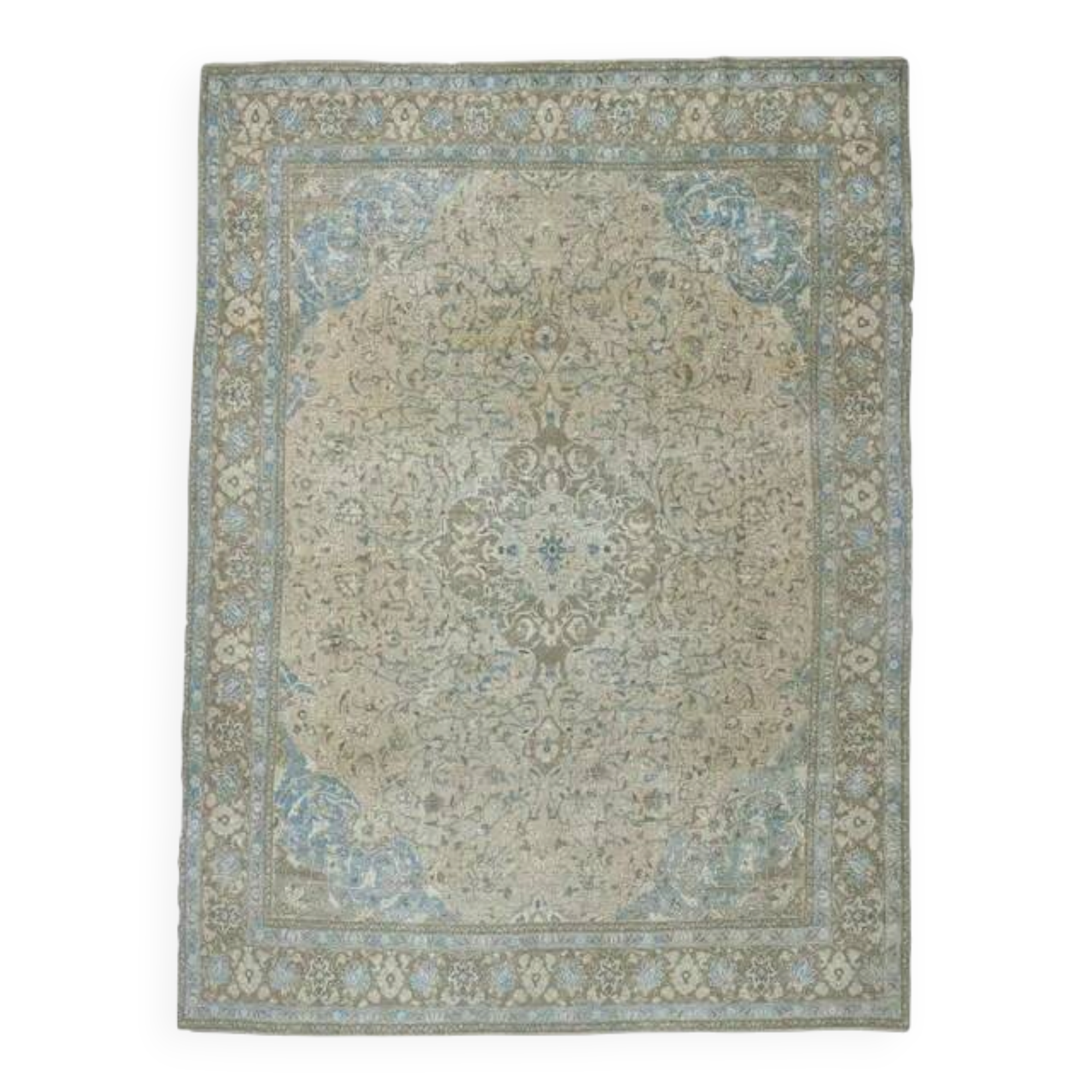 1960s Vintage Persian Handmade Wool Cotton Yellow Area Rug 284x366