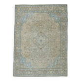 Tapis vintage persan fait main en laine et coton jaune des années 1960 284x366