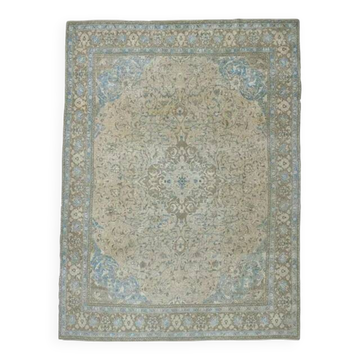 1960s Vintage Persian Handmade Wool Cotton Yellow Area Rug 284x366