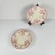 Set of 4 flat plates KG Lunéville Terre de fer, "Fontainebleau", pink, 19th century