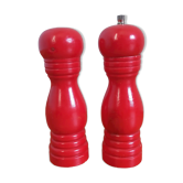 Pepper mill and turned wooden salt shaker