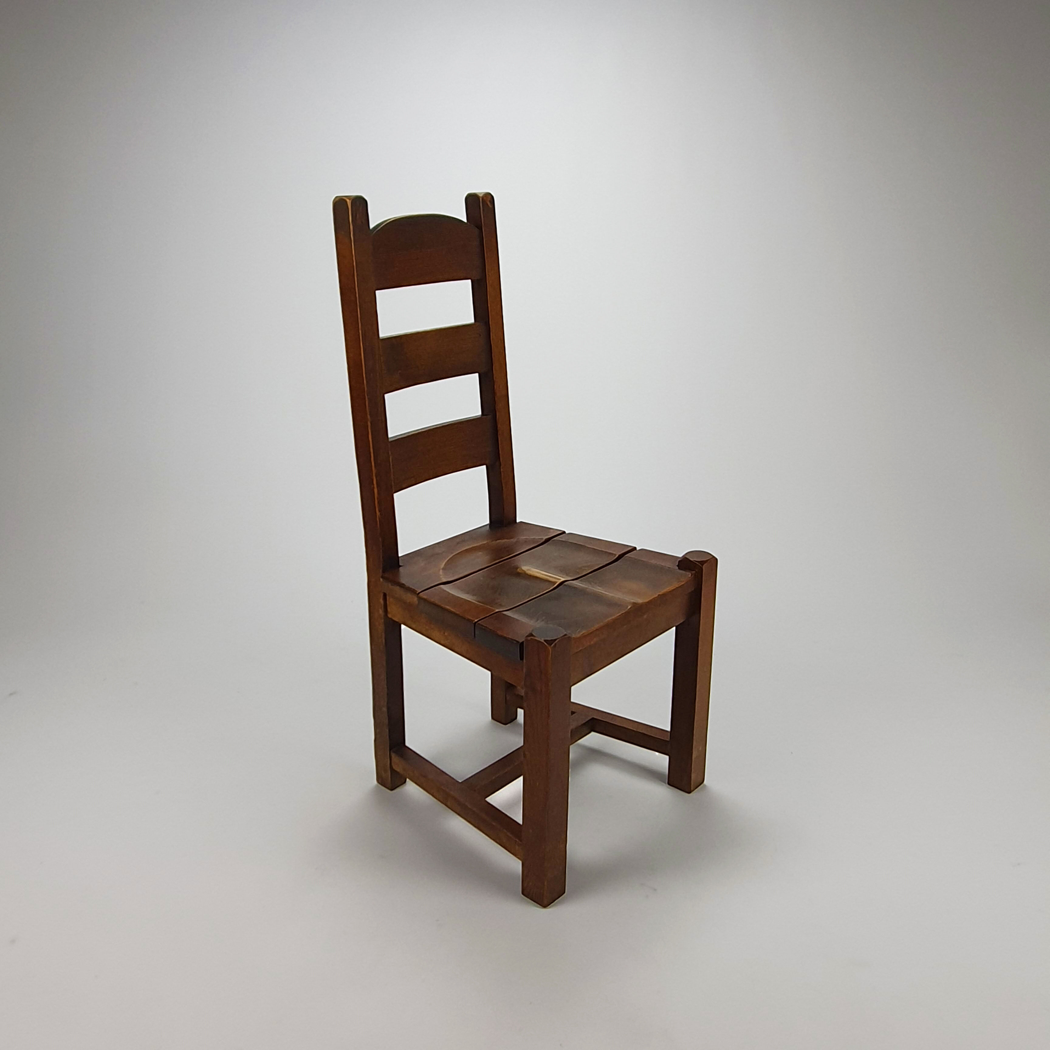 Set of 6 brutalist oak dining chairs, 1960