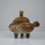 tripod ceramic with lid, signed Agnès Escala