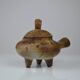 tripod ceramic with lid, signed Agnès Escala