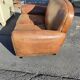 Club sofa 2 places in leather beautiful patina around 1980