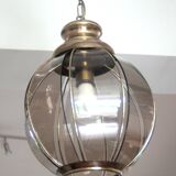 Lustre en laiton à segments de verre fumé, seconde moitié du XXe siècle