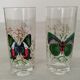 Verres à orangeade en verre décor papillon vintage