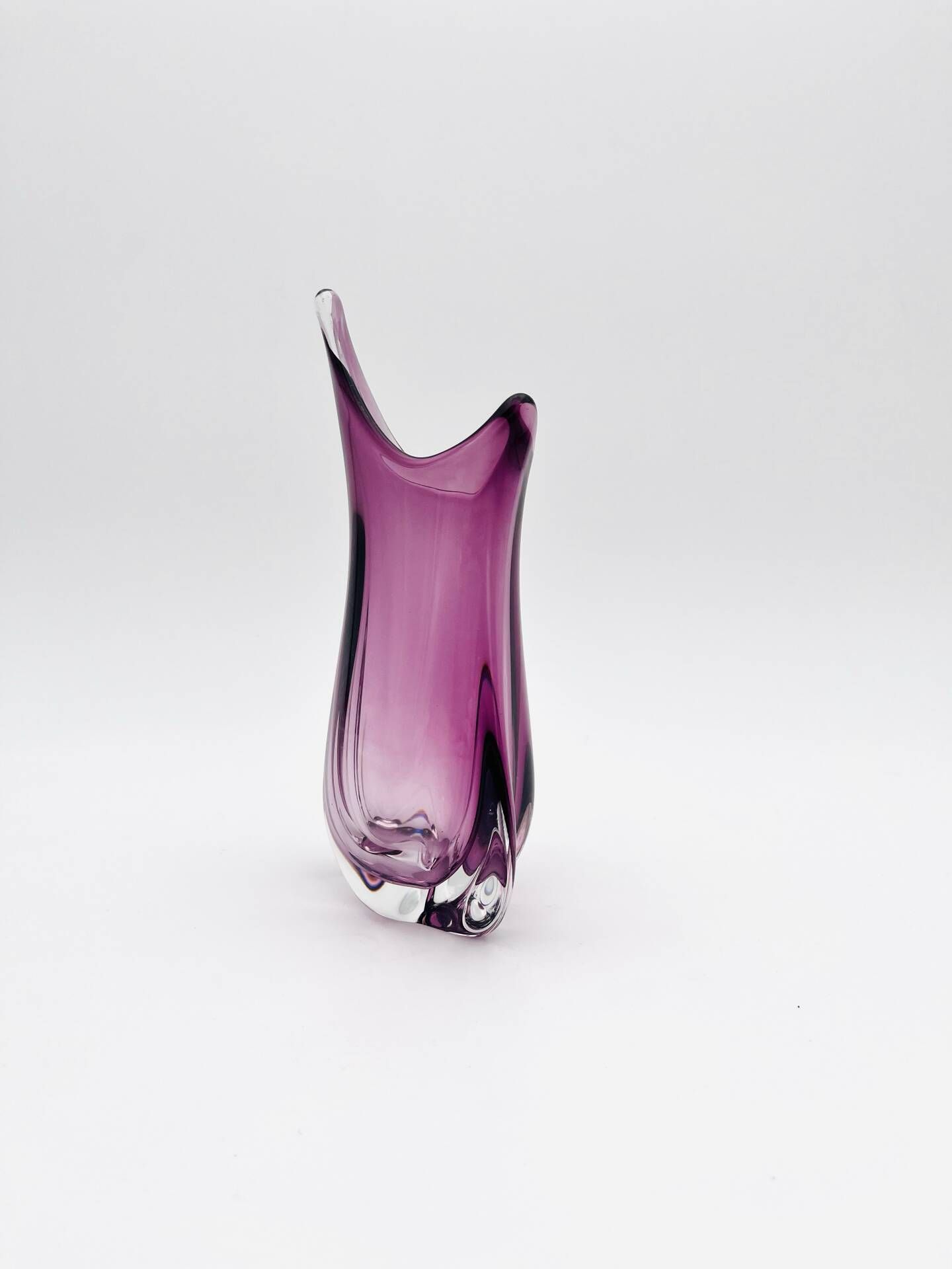 Murano Sommerso Vase Sculptural Organic Amethyst