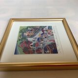 Lithograph illustration by Arvid Norendal of the market in Bergen.