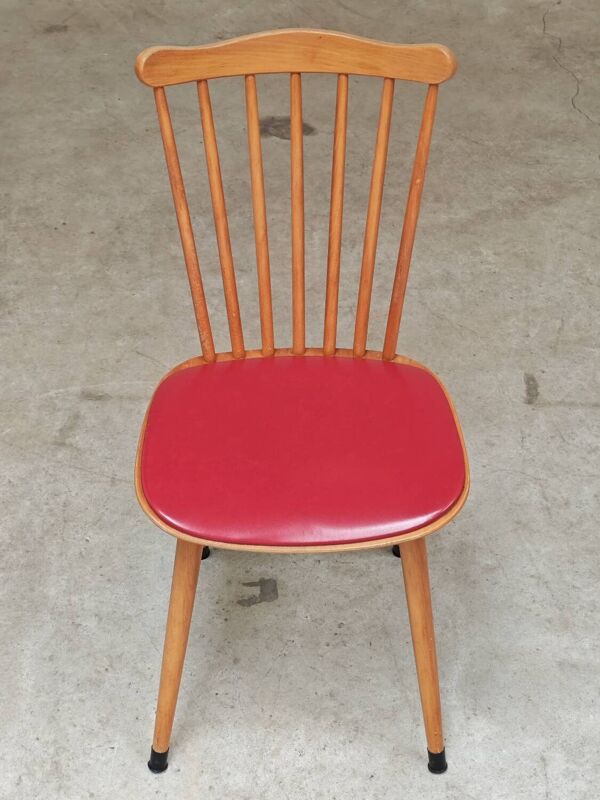 Chaise Baumann Menuet skai rouge 1960