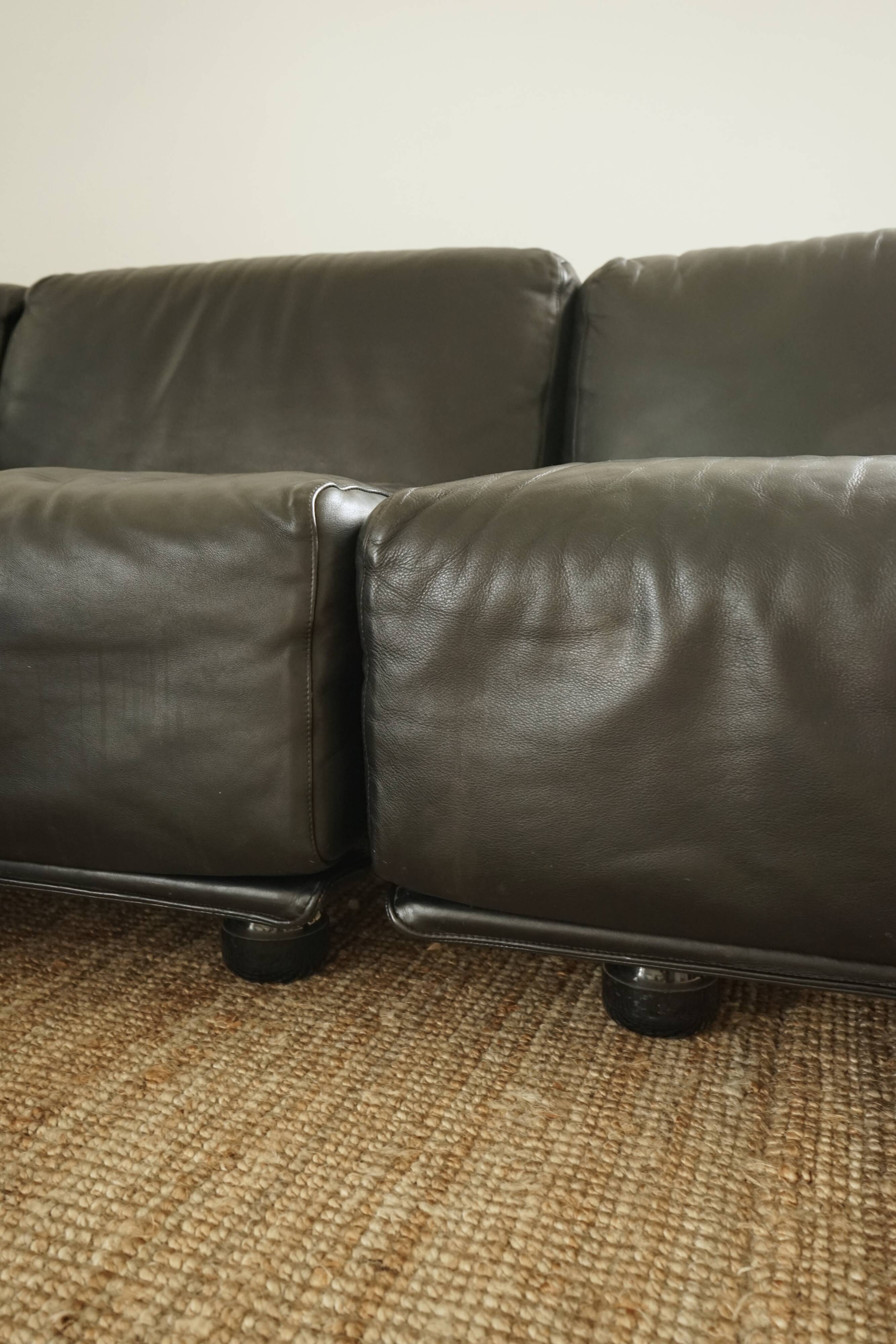 Canapé Modulaire Flandra en Cuir par Vico Magistretti pour Cassina, Italie, années 1970