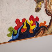 Peinture abstraite d'une figure au soleil