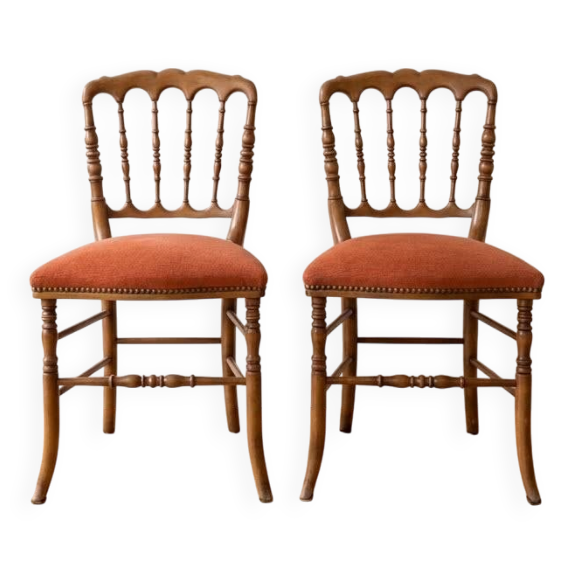 Set of 2 Napoleon III wooden chairs