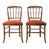 Set of 2 Napoleon III wooden chairs