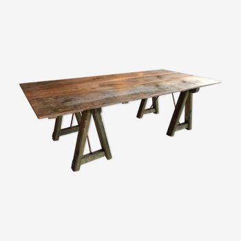 Farm table on trestles