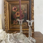 Pair of glass candlesticks