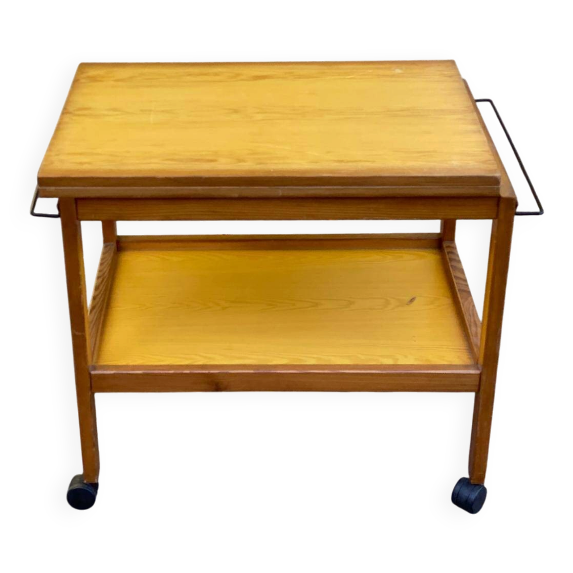 Scandinavian extendable solid wood side table folding 1980