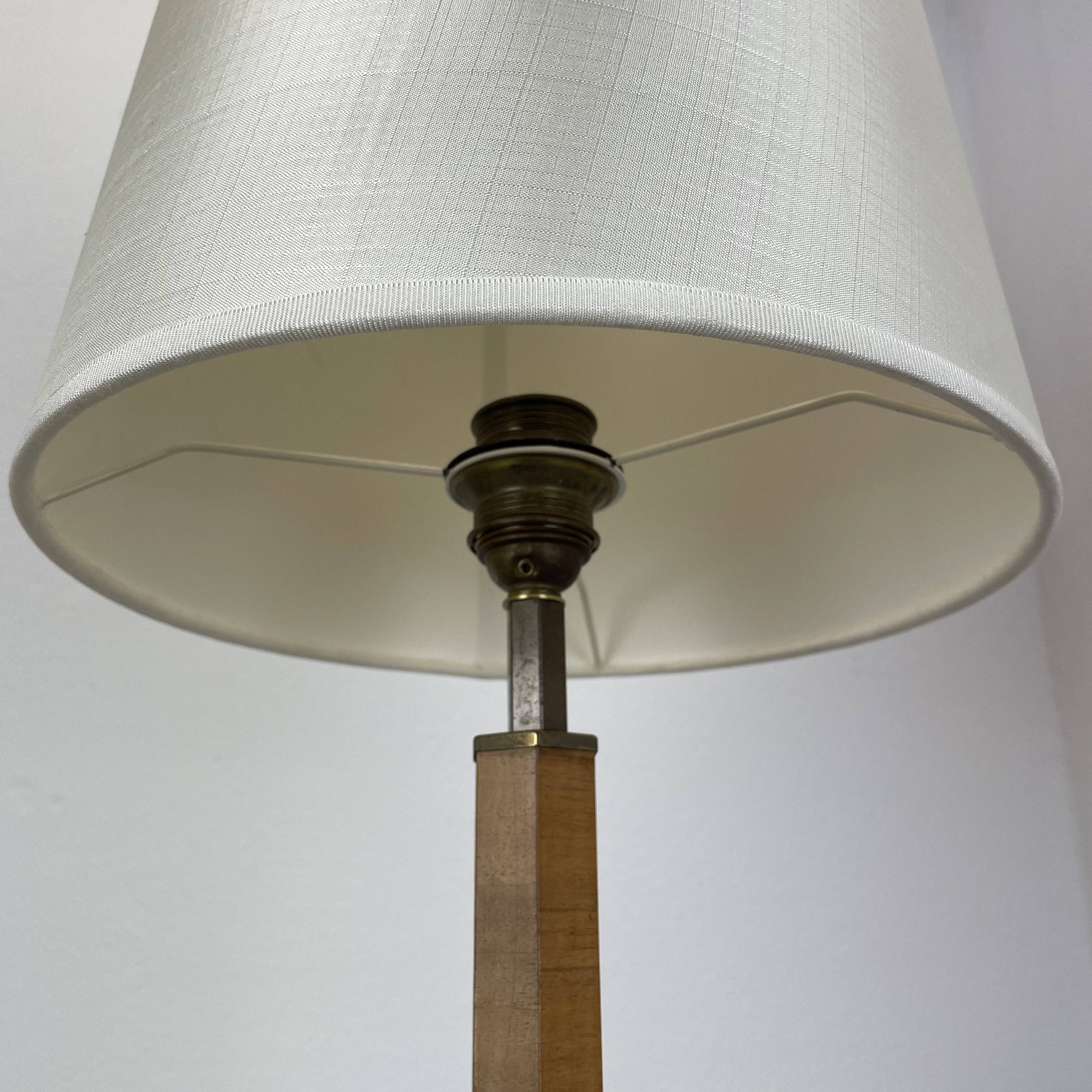 lampe de table Art déco unique en laiton et bois, Allemagne années 1930