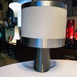 Vintage table lamp • gioffredo reggiani • cylinder • brushed steel • 1970