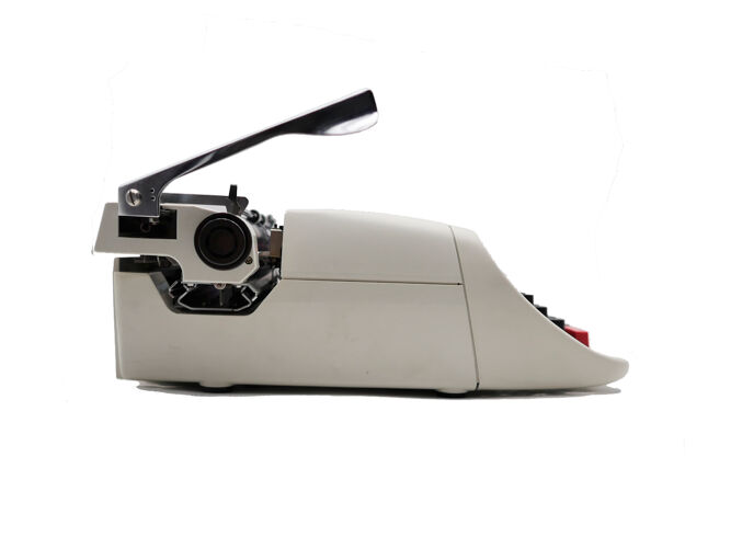 Machine à écrire Hermes 305 blanche révisée ruban neuf