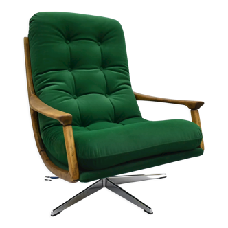 Original rotate armchair, Scandinavian icon, 1960s, quality green velvet