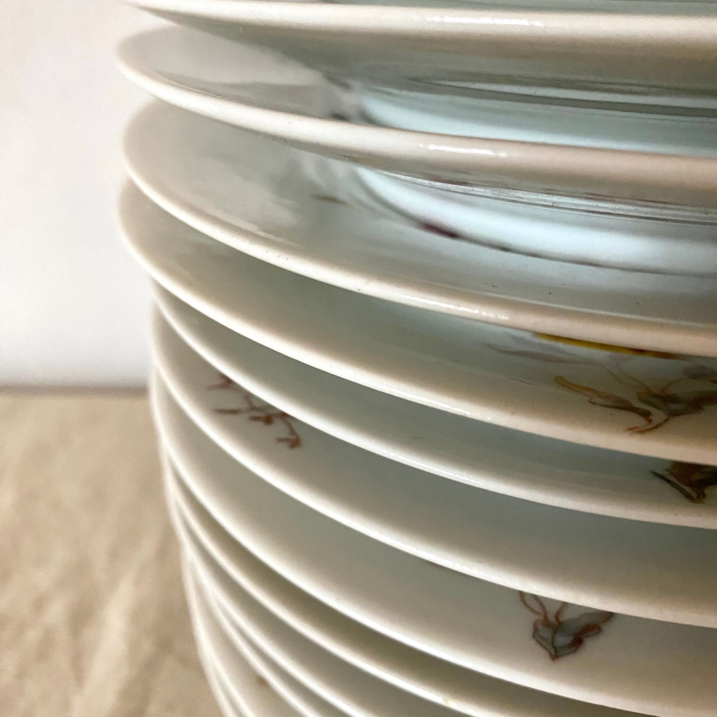 Floral porcelain dessert plates x14