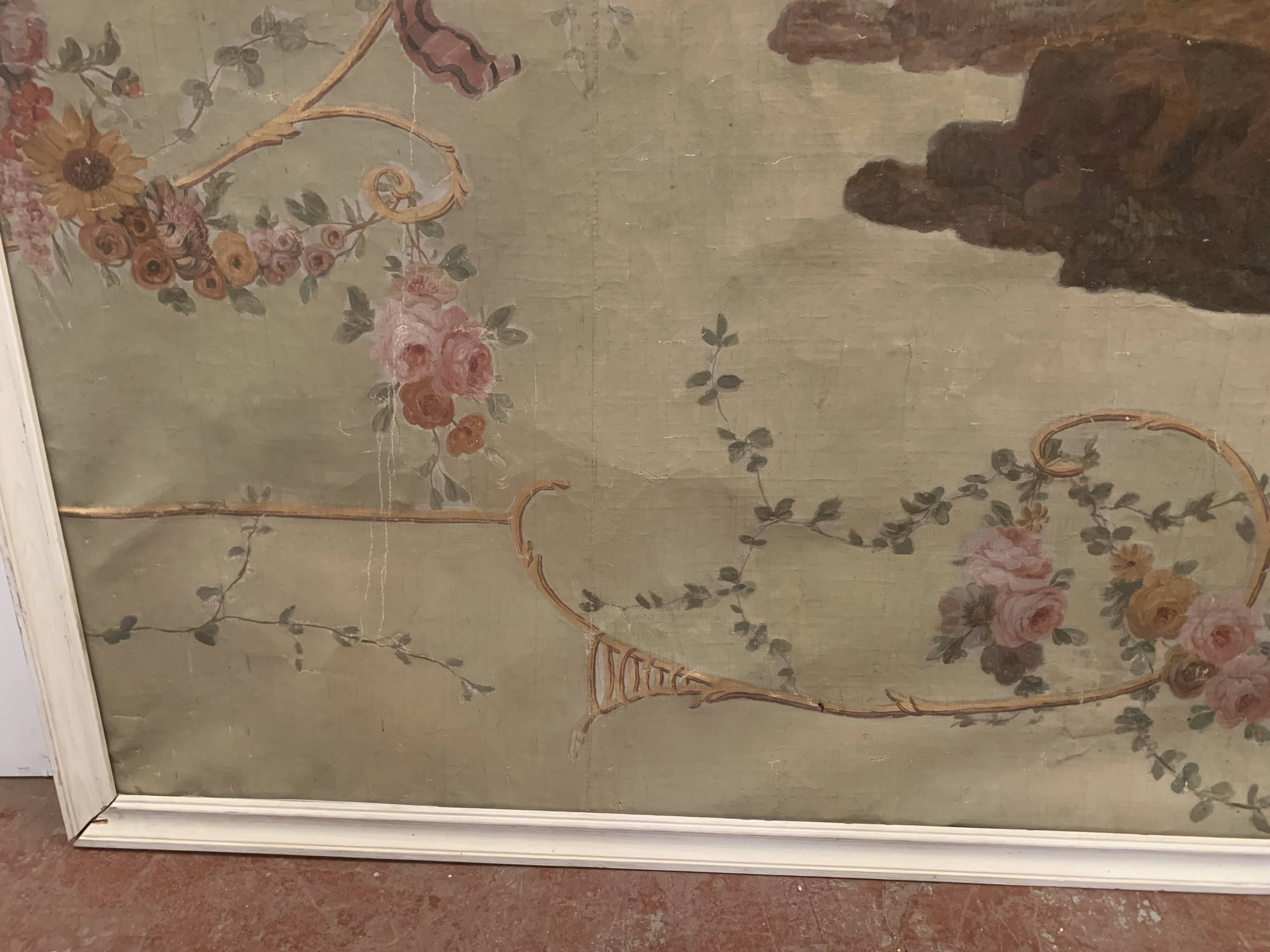 Painting on canvas has decoration of a scene in the Antique Decorative panel nineteenth century