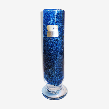 Vase en cristal bleu