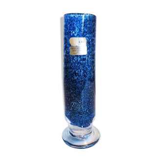 Vase en cristal bleu