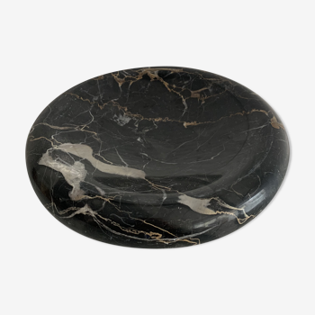 Vintage black marble round ashtray