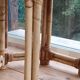 Vintage side table in rattan and bamboo, France, hexagonal.