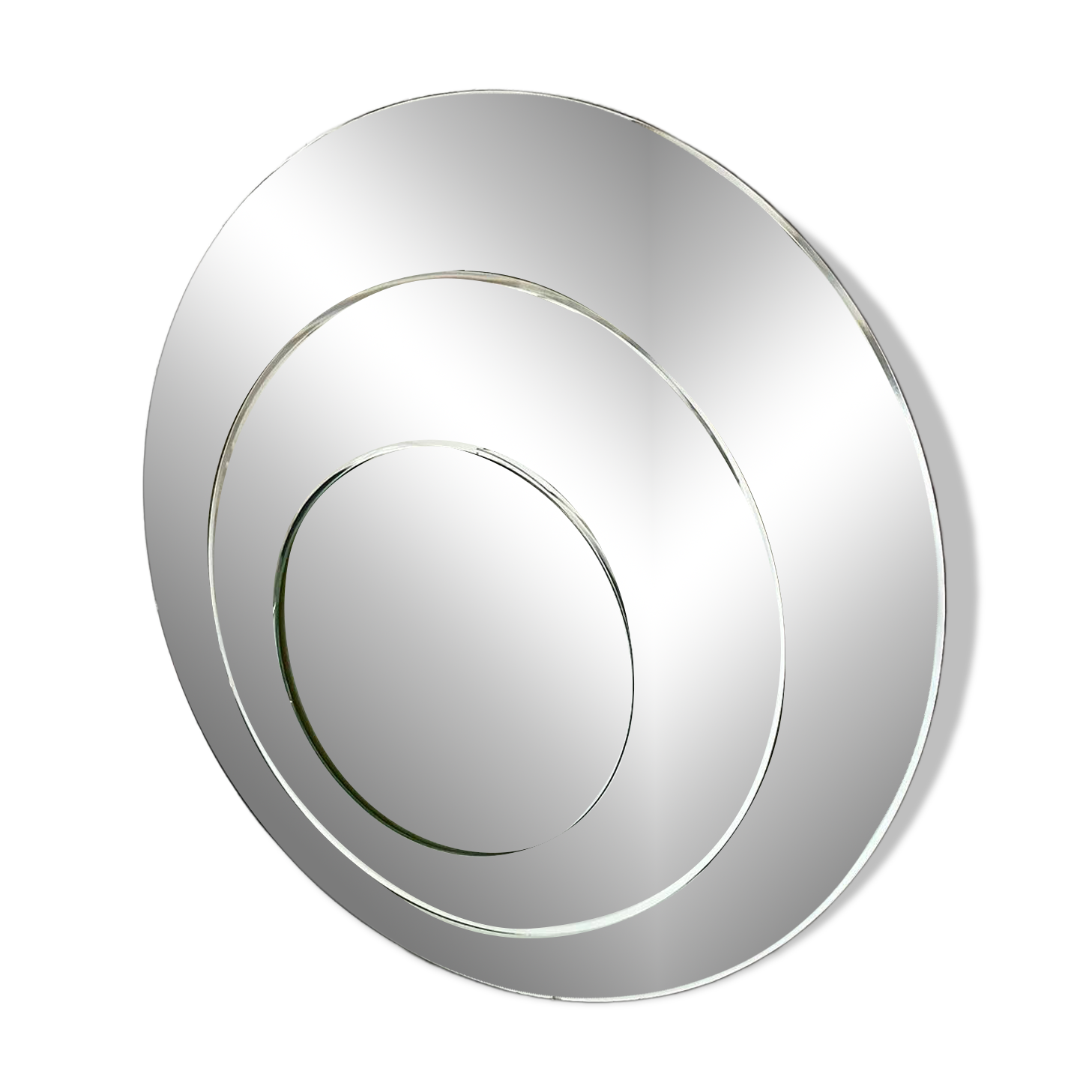 Vintage round concentric wall mirror, Italy, 1970s