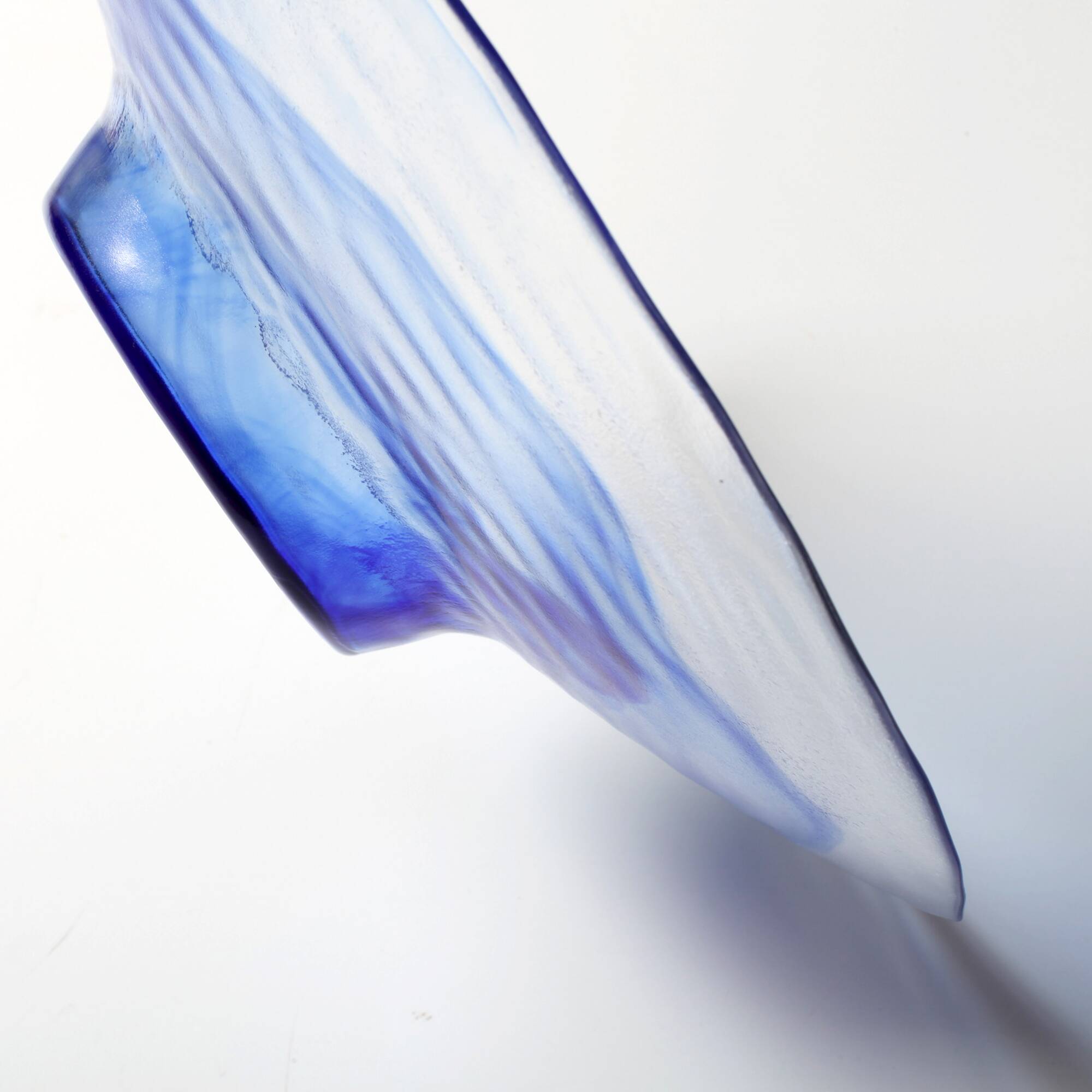 Vintage Blue Swirl Glass Fruit Bowl / Bormioli Rocco / Italy / 1990s